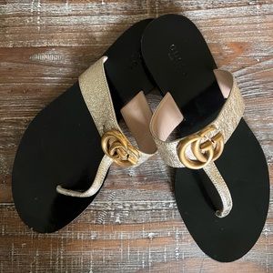 Gucci marmont gold sandal GG